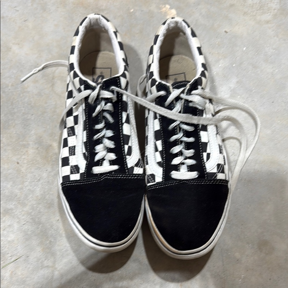 Vans Black and White Checkered Platform Shoes